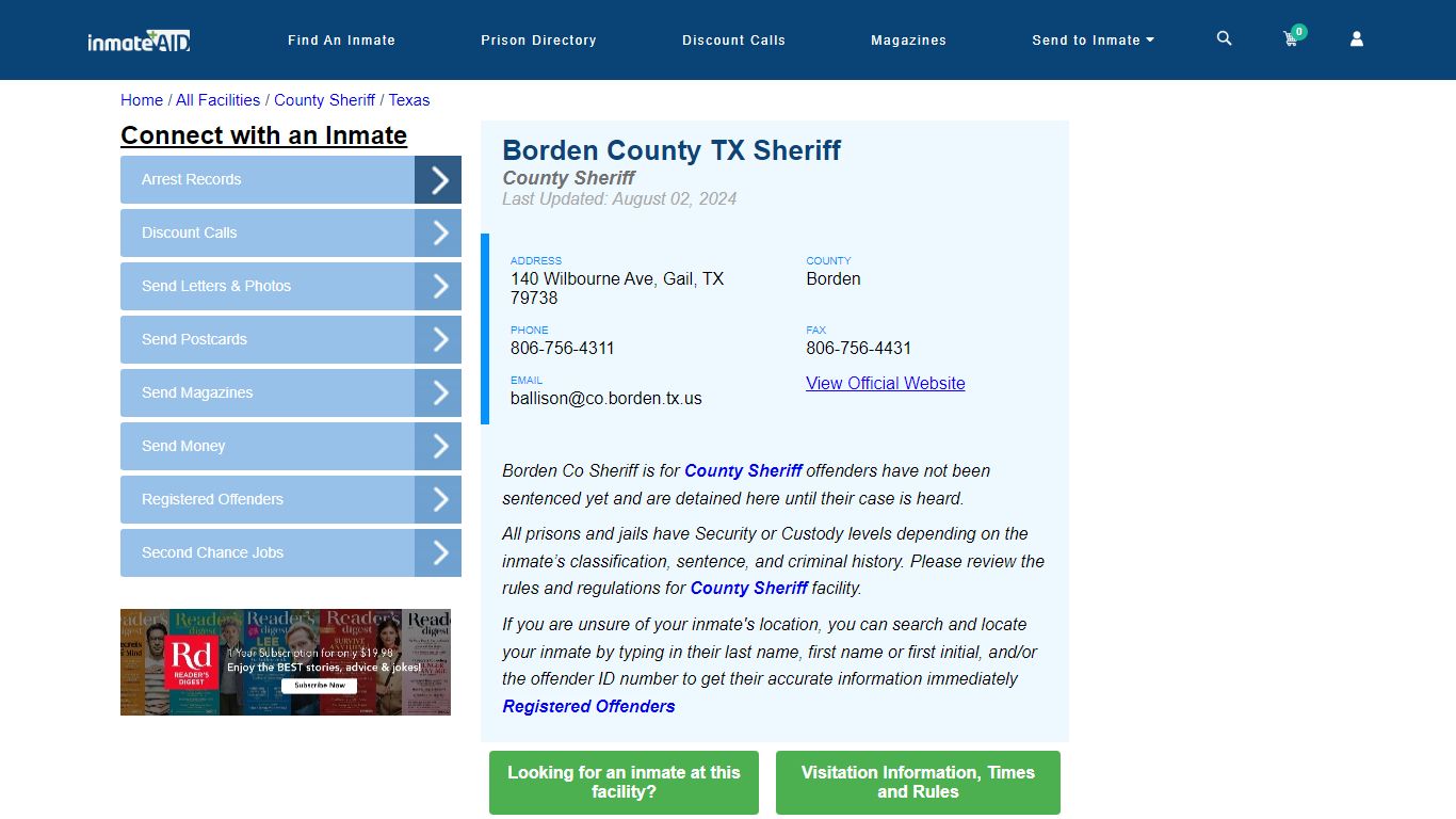 Borden County TX Sheriff & Arrest Search - InmateAid