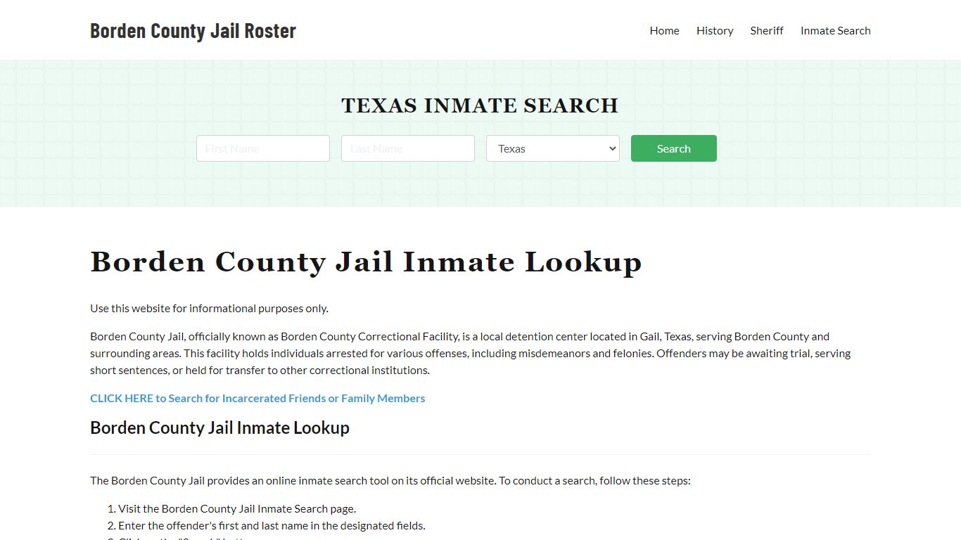 Borden County Jail Roster Lookup, TX, Inmate Search