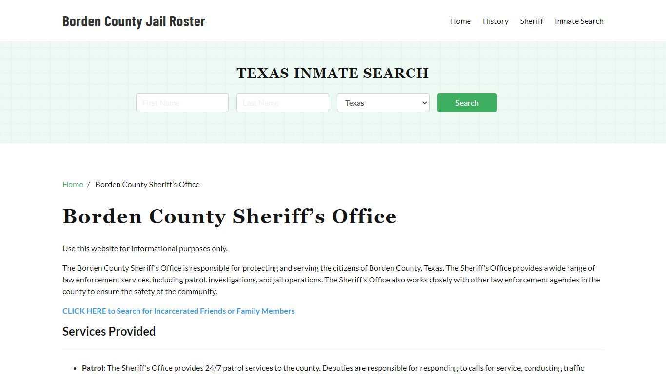 Borden County Sheriff Office, TX, Arrest Warrants Search