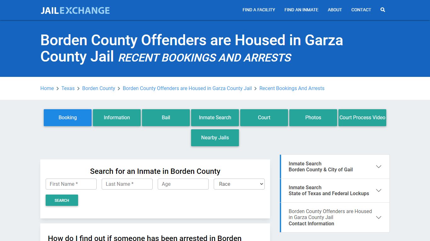 Borden County Offenders are Housed in Garza County Jail TX Recent ...